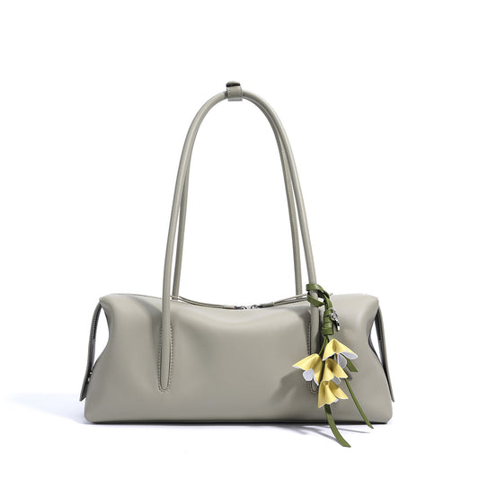 Aura Leren Schoudertas Dames met Leren Bloem Tashanger