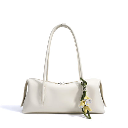 Aura Leren Schoudertas Dames met Leren Bloem Tashanger