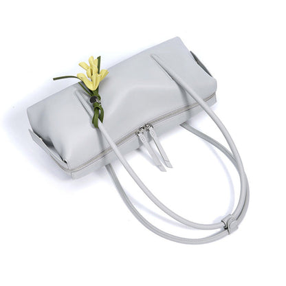 Aura Leren Schoudertas Dames met Leren Bloem Tashanger